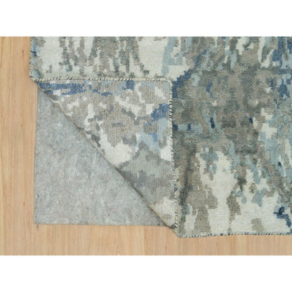 Modern and Contemporary Wool & Silk Hand Knotted Rug Blue No Border 2.6X7.11 -O090199