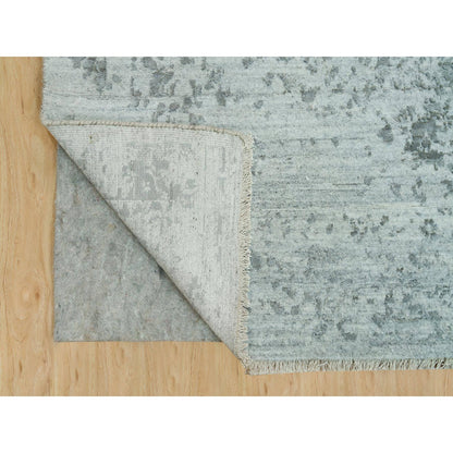 Transitional Wool & Silk Hand Knotted Rug Grey No Border 8.0X10.1 -O090200