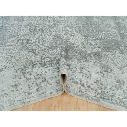 Transitional Wool & Silk Hand Knotted Rug Grey No Border 8.0X10.1 -O090200