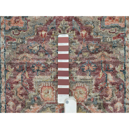 Tribal & Geometric Wool Hand Knotted Rug Red Gray 2.6X17.11 -O090203