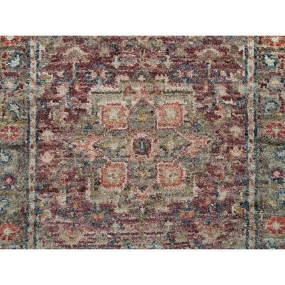 Tribal & Geometric Wool Hand Knotted Rug Red Gray 2.6X17.11 -O090203