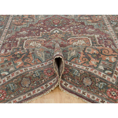 Tribal & Geometric Wool Hand Knotted Rug Red Gray 7.10X10.0 -O090204