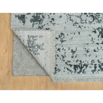 Transitional Wool & Silk Hand Knotted Rug Grey No Border 8.1X10.0 -O090205