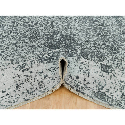 Transitional Wool & Silk Hand Knotted Rug Grey No Border 8.1X10.0 -O090205
