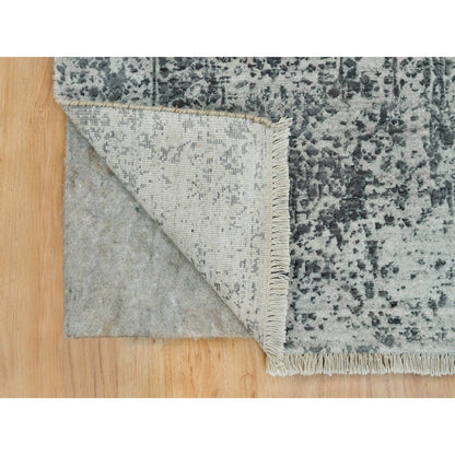Transitional Wool & Silk Hand Knotted Rug Grey No Border 2.0X3.0 -O090207