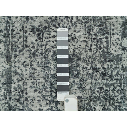 Transitional Wool & Silk Hand Knotted Rug Grey No Border 2.0X3.0 -O090207