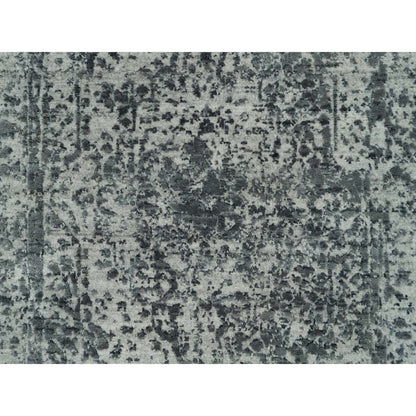 Transitional Wool & Silk Hand Knotted Rug Grey No Border 2.0X3.0 -O090208