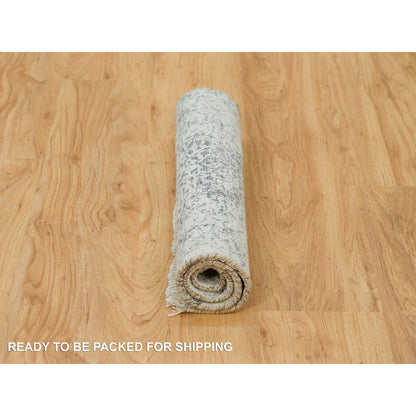 Transitional Wool & Silk Hand Knotted Rug Grey No Border 2.0X3.0 -O090208