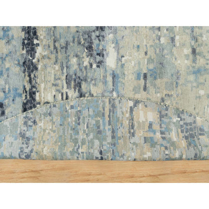 Modern and Contemporary Wool & Silk Hand Knotted Rug Grey No Border 7.11X7.11 -O090210
