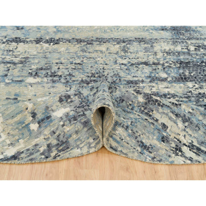 Modern and Contemporary Wool & Silk Hand Knotted Rug Grey No Border 7.11X7.11 -O090210