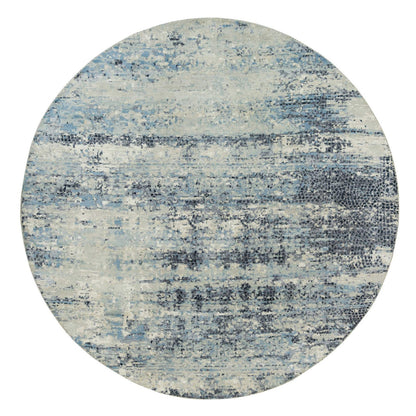 Modern and Contemporary Wool & Silk Hand Knotted Rug Grey No Border 8.11X8.11 -O090212