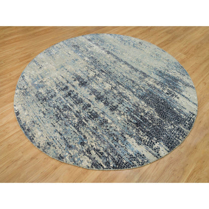Modern and Contemporary Wool & Silk Hand Knotted Rug Grey No Border 8.11X8.11 -O090212