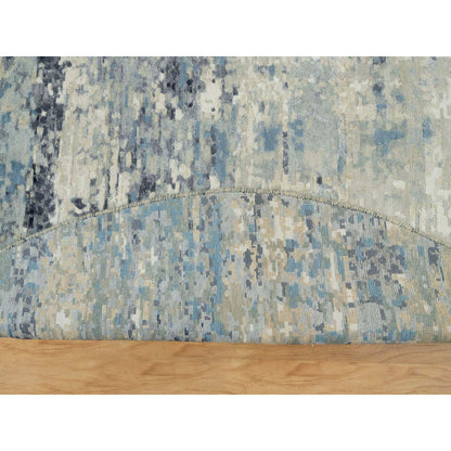 Modern and Contemporary Wool & Silk Hand Knotted Rug Grey No Border 8.11X8.11 -O090212