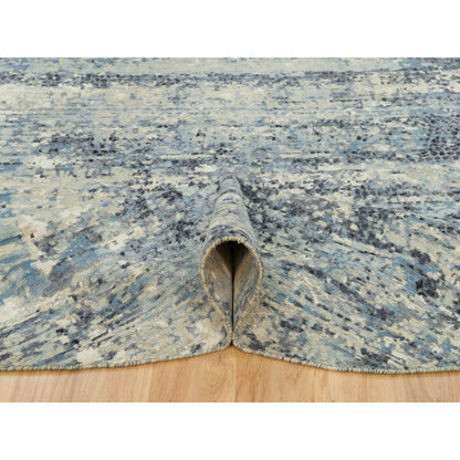 Modern and Contemporary Wool & Silk Hand Knotted Rug Grey No Border 8.11X8.11 -O090212