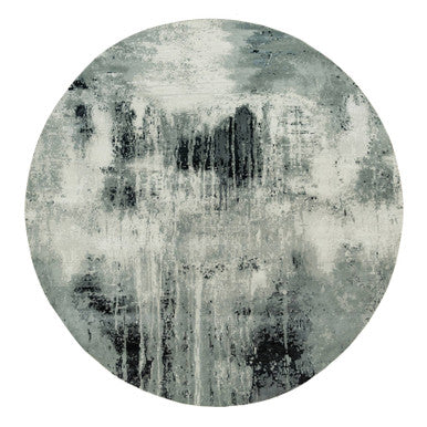 Modern and Contemporary Wool & Silk Hand Knotted Rug Black No Border 9.10X9.10 -O090213