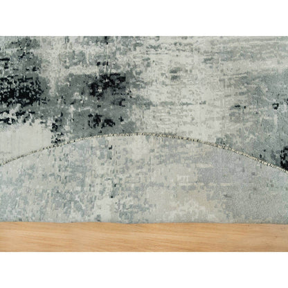 Modern and Contemporary Wool & Silk Hand Knotted Rug Black No Border 9.10X9.10 -O090213
