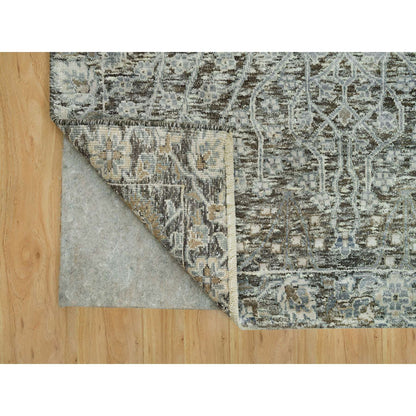 Transitional Wool & Silk Hand Knotted Rug Grey No Border 8.1X10.1 -O090219