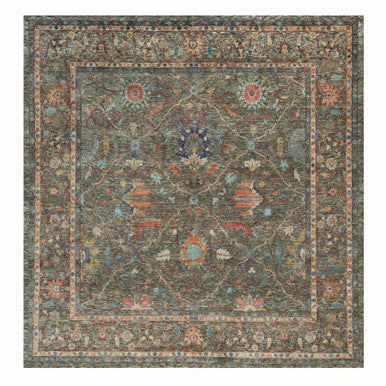 Transitional Wool & Silk Hand Knotted Rug Brown Brown 9.7X9.11 -O090221