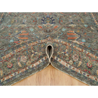 Transitional Wool & Silk Hand Knotted Rug Brown Brown 9.7X9.11 -O090221