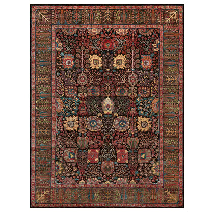 Wool and Silk Wool & Silk Hand Knotted Rug Black Brown 9.1X12.0 -O090223