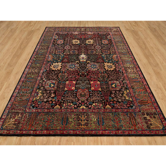 Wool and Silk Wool & Silk Hand Knotted Rug Black Brown 9.1X12.0 -O090223