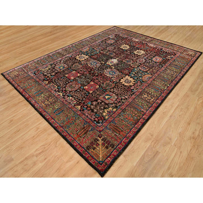 Wool and Silk Wool & Silk Hand Knotted Rug Black Brown 9.1X12.0 -O090223