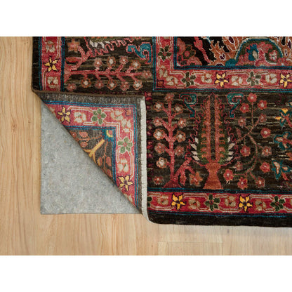 Wool and Silk Wool & Silk Hand Knotted Rug Black Brown 9.1X12.0 -O090223