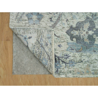 Transitional Wool & Silk Hand Knotted Rug Ivory No Border 8.1X8.1 -O090226