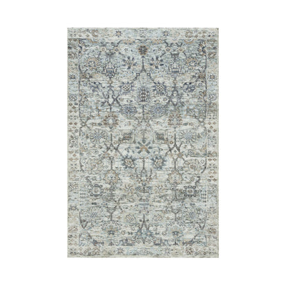 Transitional Wool & Silk Hand Knotted Rug Ivory No Border 2.11X5.0 -O090232
