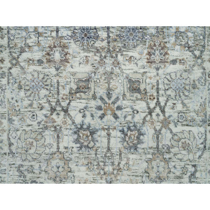 Transitional Wool & Silk Hand Knotted Rug Ivory No Border 2.11X5.0 -O090232