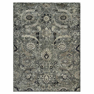 Transitional Wool & Silk Hand Knotted Rug Brown No Border 8.10X11.10 -O090235