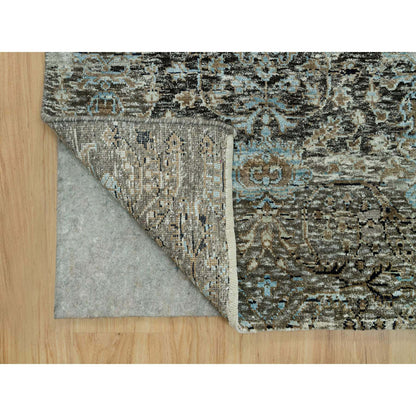 Transitional Wool & Silk Hand Knotted Rug Grey No Border 2.8X23.10 -O090239