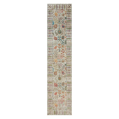 Transitional Wool & Silk Hand Knotted Rug Beige Beige 2.6X12.2 -O090240