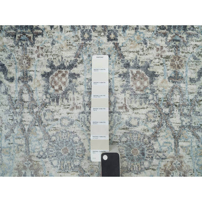 Transitional Wool & Silk Hand Knotted Rug Ivory No Border 2.6X9.10 -O090243