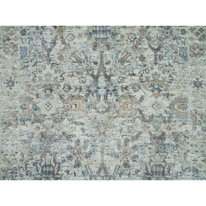 Transitional Wool & Silk Hand Knotted Rug Ivory No Border 2.6X9.10 -O090243