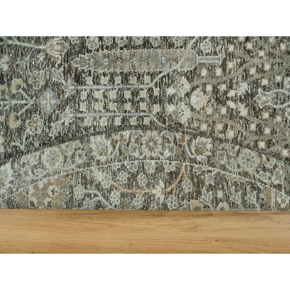 Transitional Wool & Silk Hand Knotted Rug Grey No Border 7.11X7.11 -O090246
