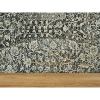 Transitional Wool & Silk Hand Knotted Rug Grey No Border 9.10X9.10 -O090247
