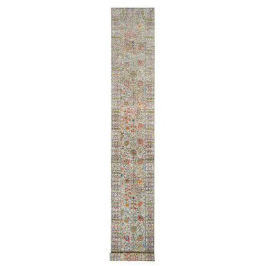Transitional Wool & Silk Hand Knotted Rug Beige Beige 2.8X19.10 -O090248