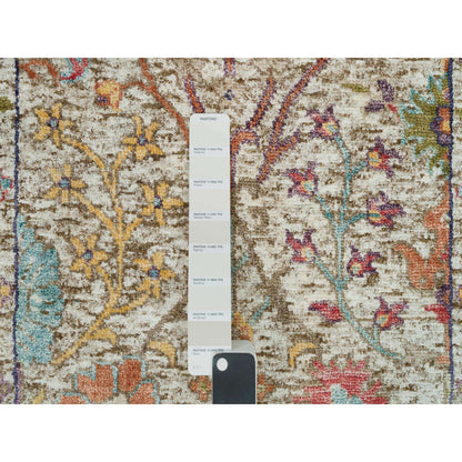 Transitional Wool & Silk Hand Knotted Rug Beige Beige 2.8X19.10 -O090248