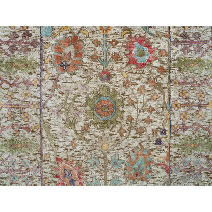 Transitional Wool & Silk Hand Knotted Rug Beige Beige 2.8X19.10 -O090248