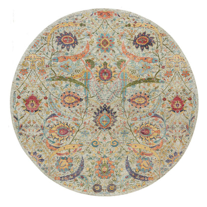 Transitional Wool & Silk Hand Knotted Rug Beige No Border 10.0X10.0 -O090250