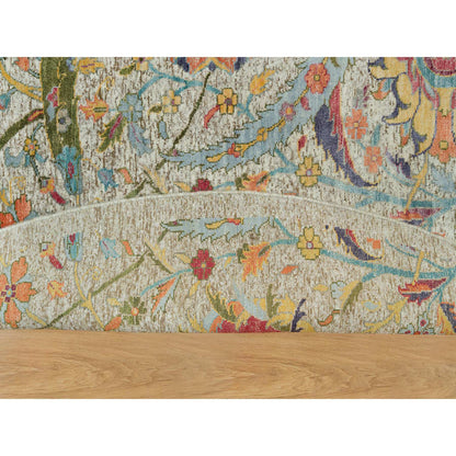 Transitional Wool & Silk Hand Knotted Rug Beige No Border 10.0X10.0 -O090250