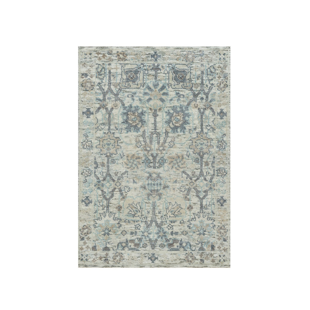 Ivory 2'0" x 3'1" Transitional Hand knotted Wool/Silk Rug - Sku: O090253