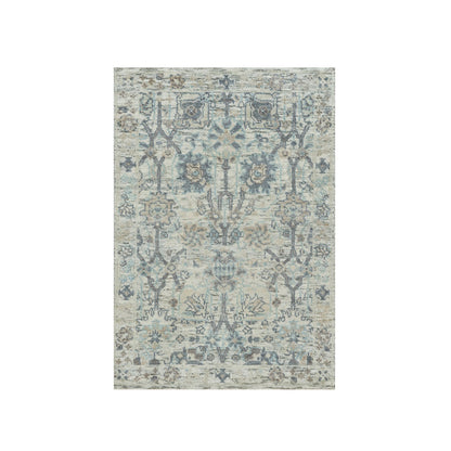 Transitional Wool & Silk Hand Knotted Rug Ivory No Border 2.0X3.1 -O090253