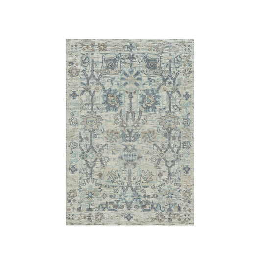 Transitional Wool & Silk Hand Knotted Rug Ivory No Border 2.0X3.1 -O090253