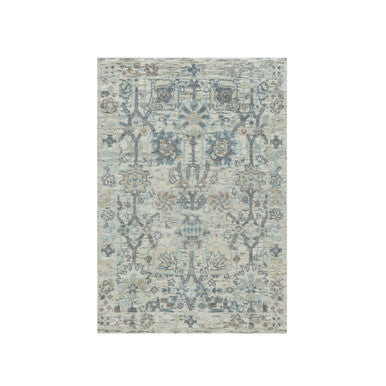 Transitional Wool & Silk Hand Knotted Rug Ivory No Border 2.0X3.1 -O090253