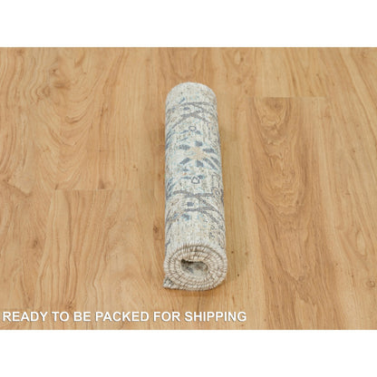 Transitional Wool & Silk Hand Knotted Rug Ivory No Border 2.0X3.1 -O090253