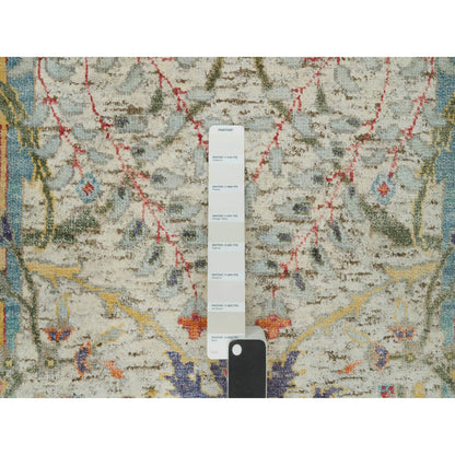 Transitional Wool & Silk Hand Knotted Rug Beige No Border 5.10X5.10 -O090256