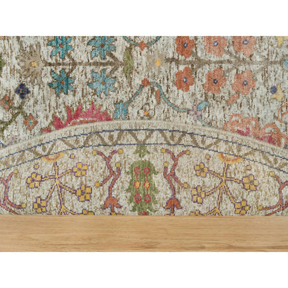 Transitional Wool & Silk Hand Knotted Rug Beige Beige 6.0X6.0 -O090257