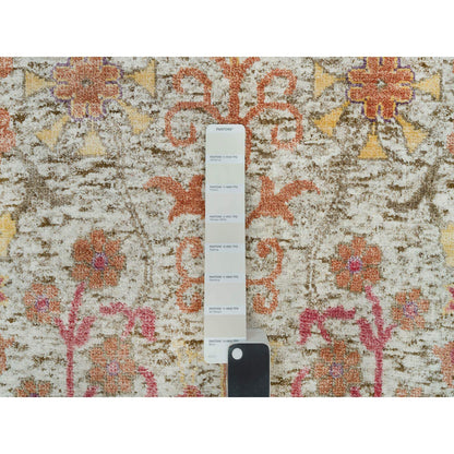 Transitional Wool & Silk Hand Knotted Rug Beige Beige 6.0X6.0 -O090257